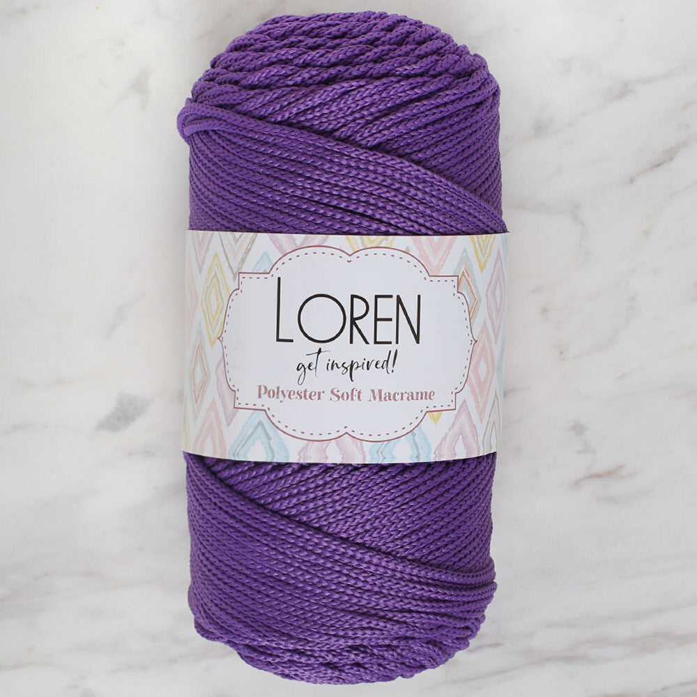 Loren Polyester Soft Macrame Koyu Mor El Örgü İpi - LM025